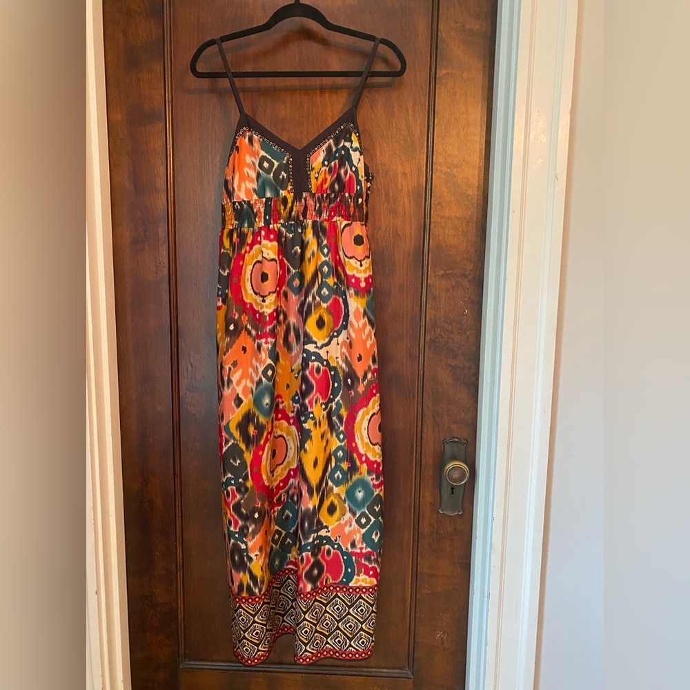 Vibrant ikat bohemian maxi dress